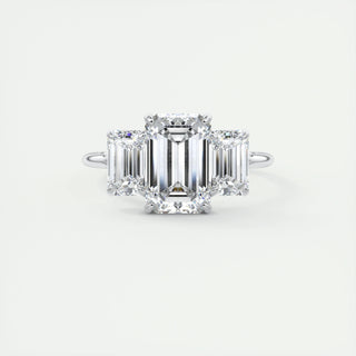 1.91 CT Emerald Cut Three Stone Moissanite Engagement Ring 1