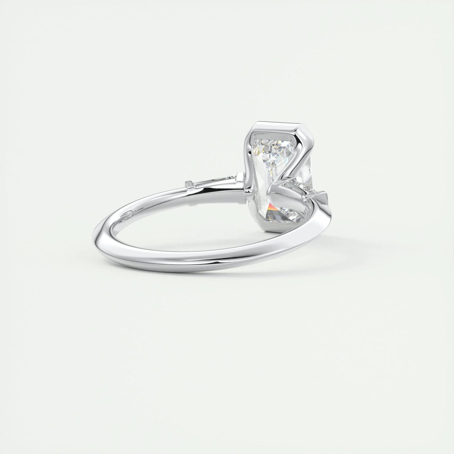 2 CT Emerald Three Stome CVD F/VS1 Diamond Engagement Ring 3