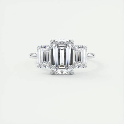 2 CT Emerald Three Stone CVD F/VS1 Diamond Engagement Ring 1