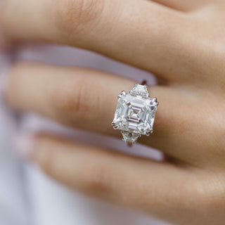 4.10 CT Asscher Three Stone Moissanite Engagement Ring 1