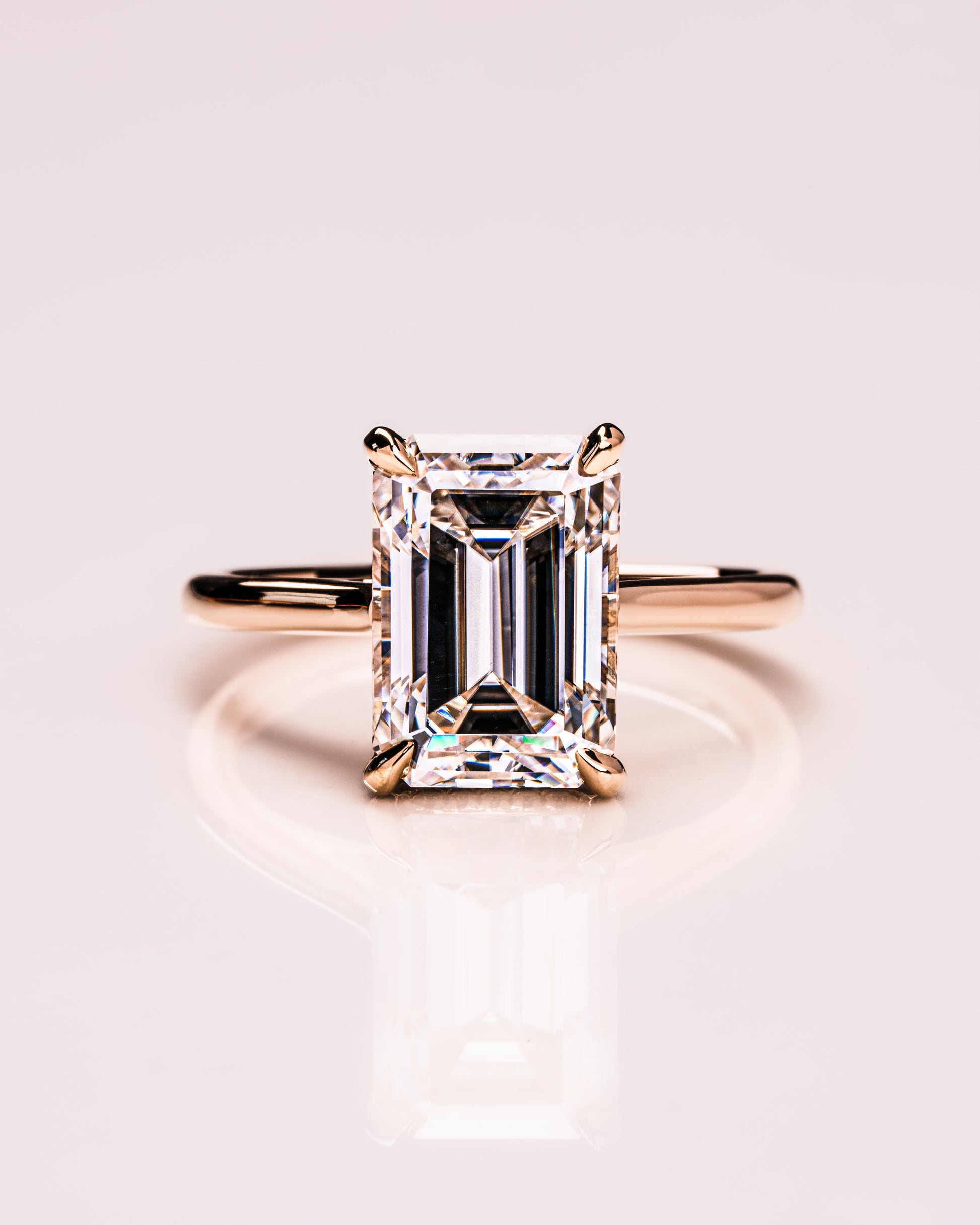 3.24 CT Emerald Cut Solitaire Hidden Halo Moissanite Engagement Ring 1