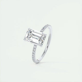 2 CT Emerald Cut Pave CVD F/VS1 Diamond Engagement Ring 4