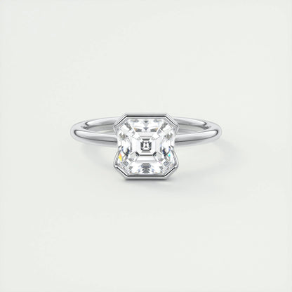 2.03 CT Asscher Half Bezel Solitaire Moissanite Engagement Ring 1