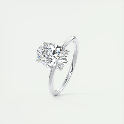 1.91 CT Oval Solitaire Hidden Halo Moissanite Engagement Ring 6