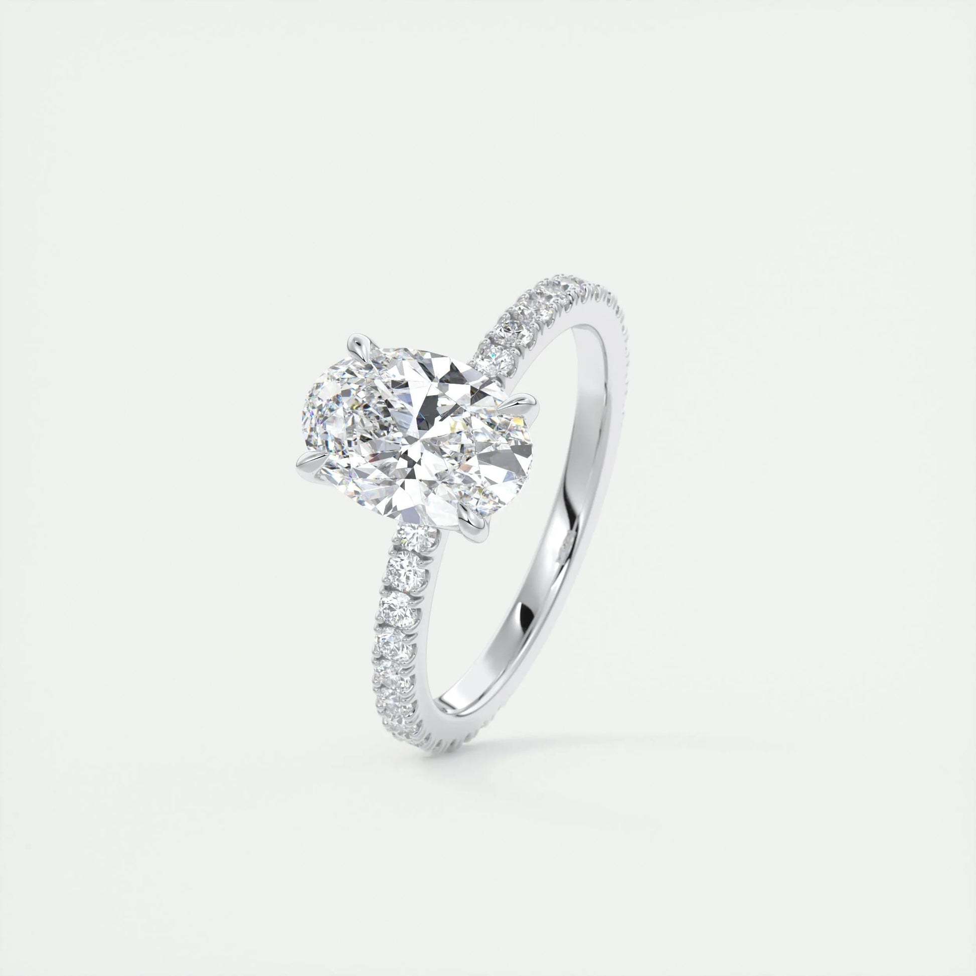 1.91 CT Oval Cut Solitaire Pave Moissanite Engagement Ring 4