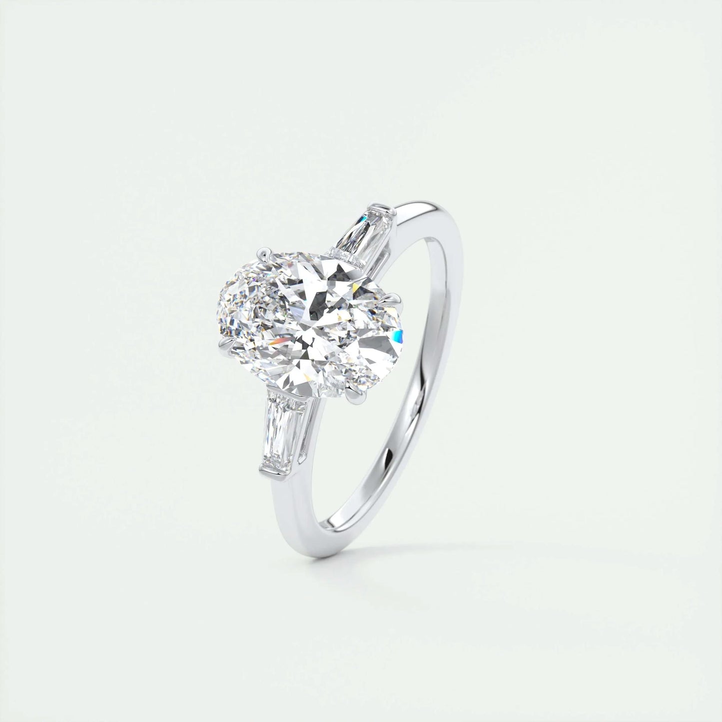 1.91 CT Oval Cut Three Stone Moissanite Engagement Ring 4