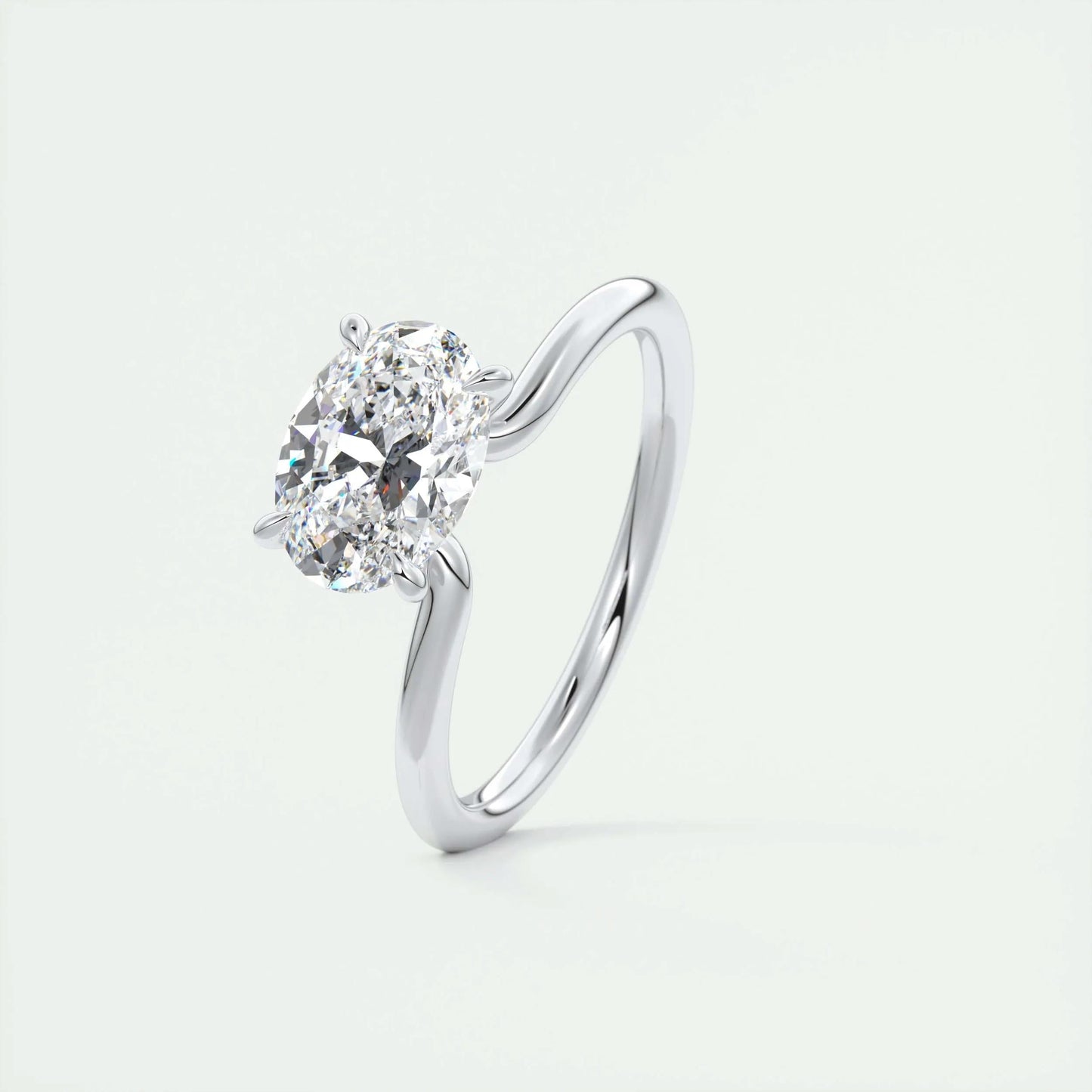 1.91 CT Oval Cut Solitaire Moissanite Engagement Ring 4