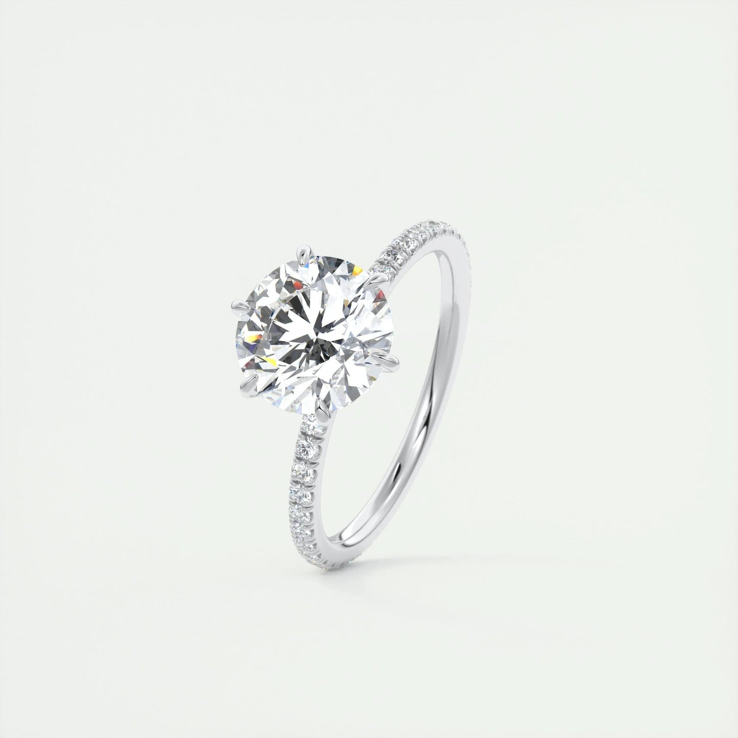 2.0 CT Round Cut Solitaire Pave Moissanite Engagement Ring 4