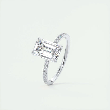 1.91 CT Emerald Cut Solitaire Pave Moissanite Engagement Ring 4