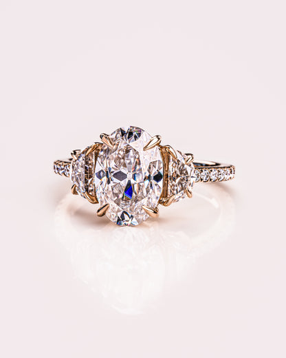 2.3 CT Oval Three Stone Pave Moissanite Engagement Ring 1