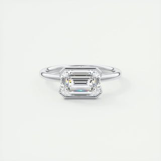 1.91 CT Emerald Half Bezel Solitaire Moissanite Engagement Ring 1