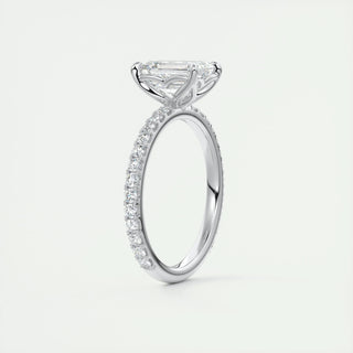 1.75 CT Emerald Cut Pave CVD F/VS1 Diamond Engagement Ring 4