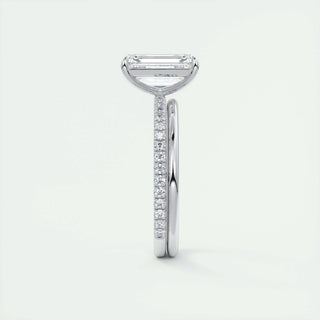 1.91 CT Emerald Cut Solitaire Pave Moissanite Engagement Ring 5