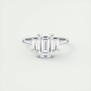 1.91 CT Emerald Cut Three Stone Moissanite Engagement Ring 1