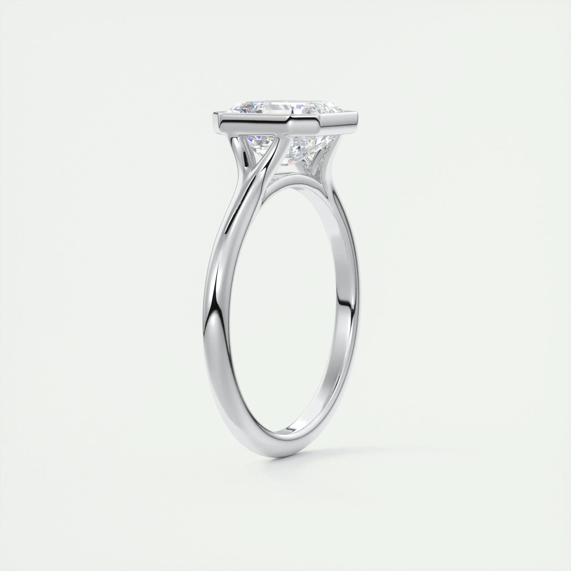 2.03 CT Asscher Cut Bezel Solitaire Moissanite Engagement Ring 6