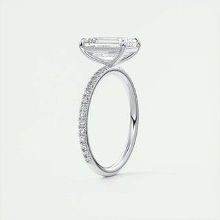 2 CT Emerald Cut Pave CVD F/VS1 Diamond Engagement Ring 6