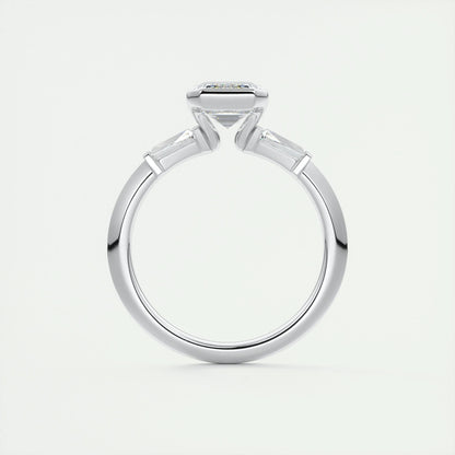 2 CT Emerald Three Stome CVD F/VS1 Diamond Engagement Ring 7