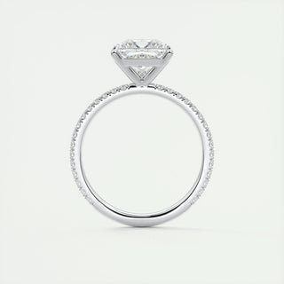 2.08 CT Princess Solitaire Pave Moissanite Engagement Ring 7