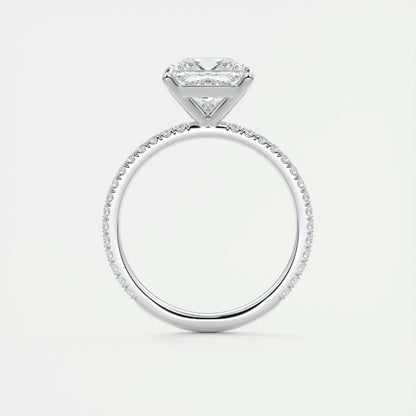 2.08 CT Princess Solitaire Pave Moissanite Engagement Ring 7