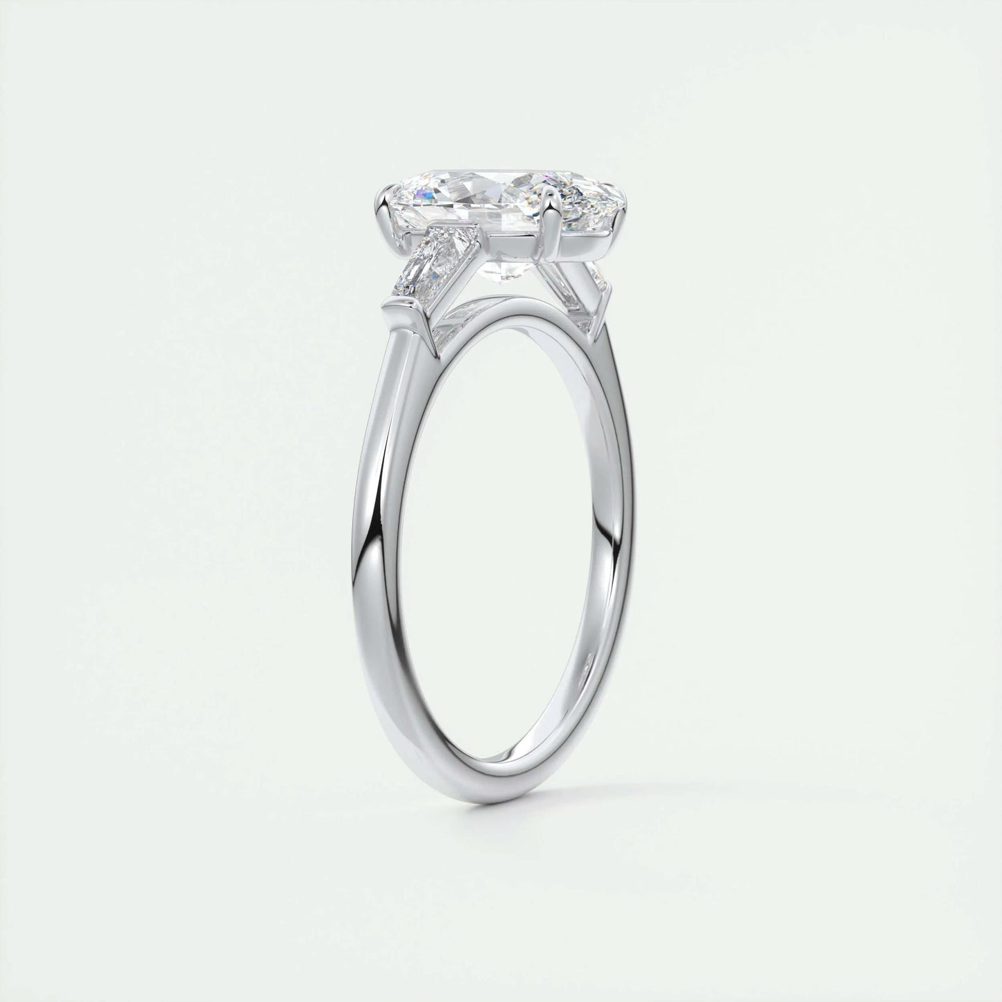 1.91 CT Oval Cut Three Stone Moissanite Engagement Ring 6
