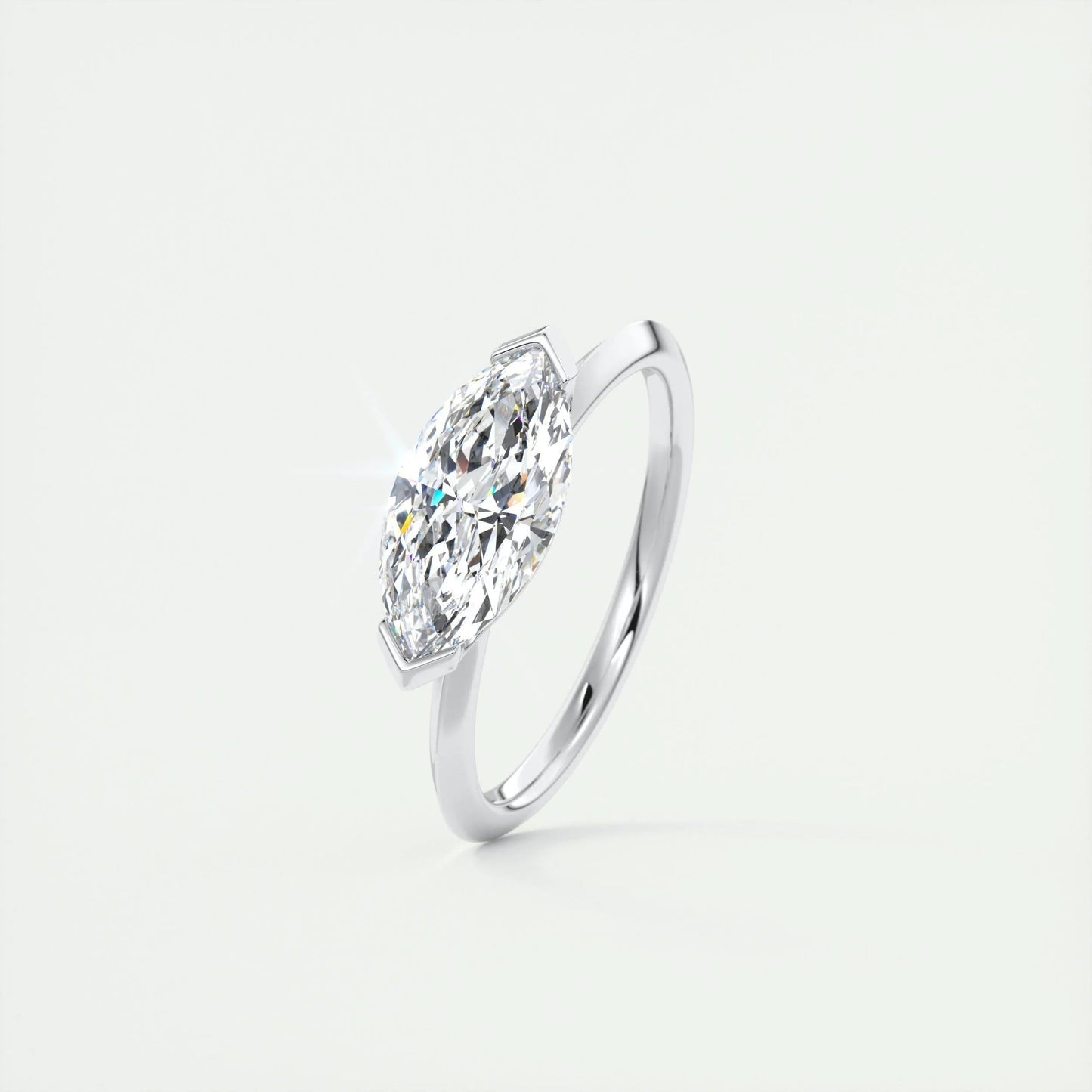 2 CT Marquise Half Bezel CVD F/VS1 Diamond Engagement Ring 4