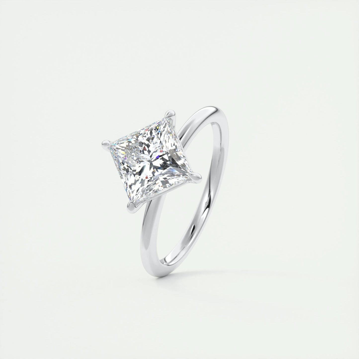 2.08 CT Princess Cut Solitaire Moissanite Engagement Ring 4