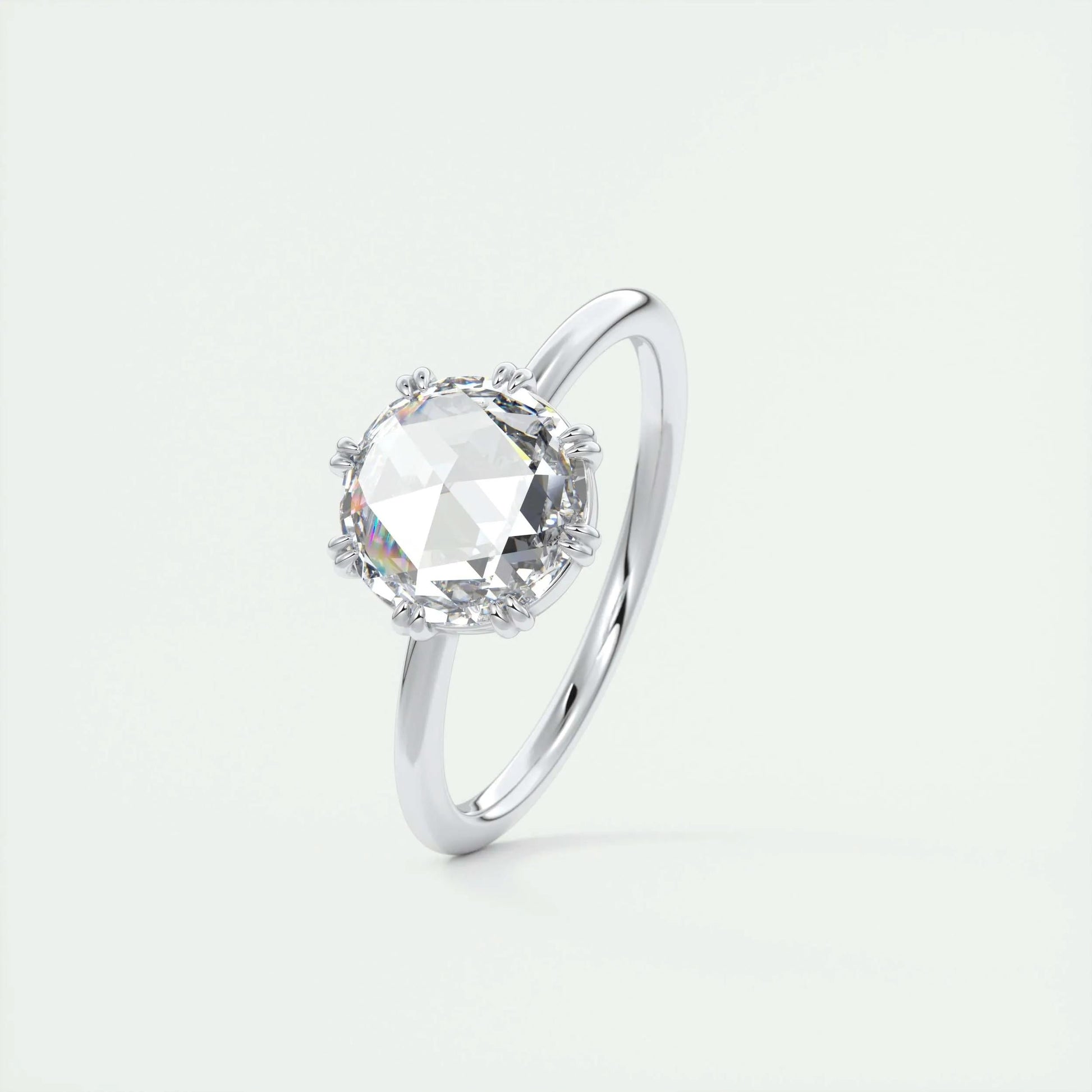 1.47 CT Round Rose Cut  Solitaire Double Prong Moissanite Engagement Ring 5