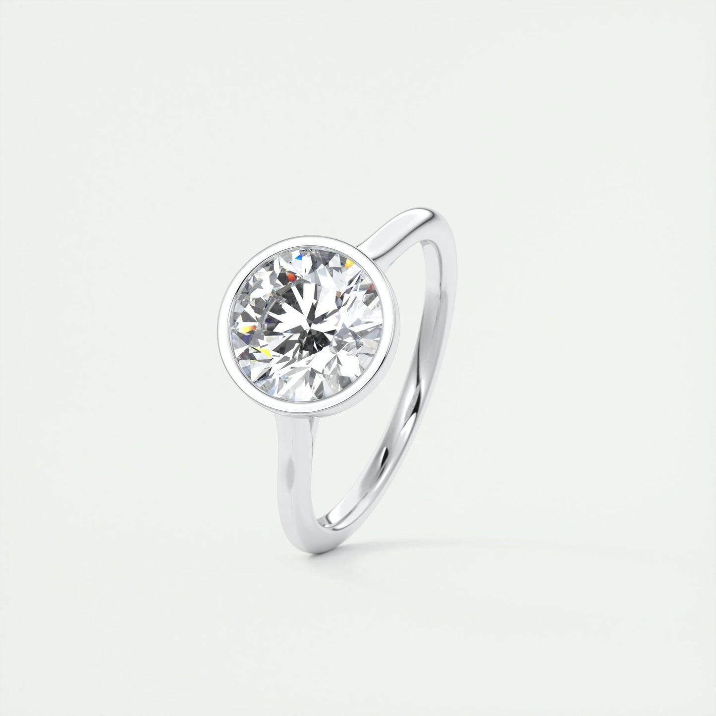 2.0 CT Round Bezel Solitaire Moissanite Engagement Ring 4