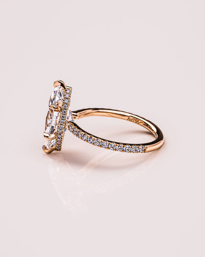 1.98 CT Marquise Solitaire Moissanite Engagement Ring With Hidden Halo/Pave Setting 10
