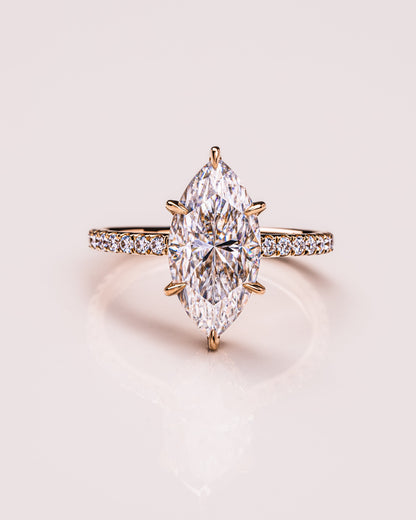 1.98 CT Marquise Solitaire Moissanite Engagement Ring With Hidden Halo/Pave Setting 1