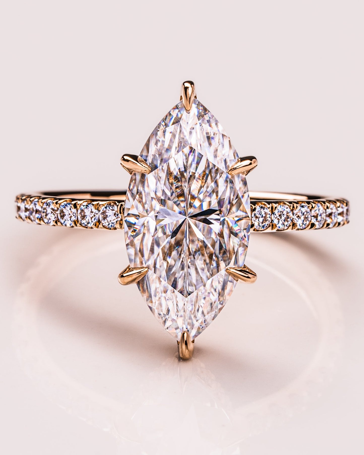 1.98 CT Marquise Solitaire Moissanite Engagement Ring With Hidden Halo/Pave Setting 7