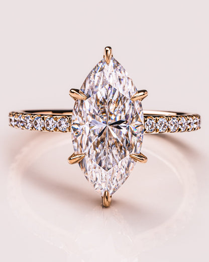 1.98 CT Marquise Solitaire Moissanite Engagement Ring With Hidden Halo/Pave Setting 7
