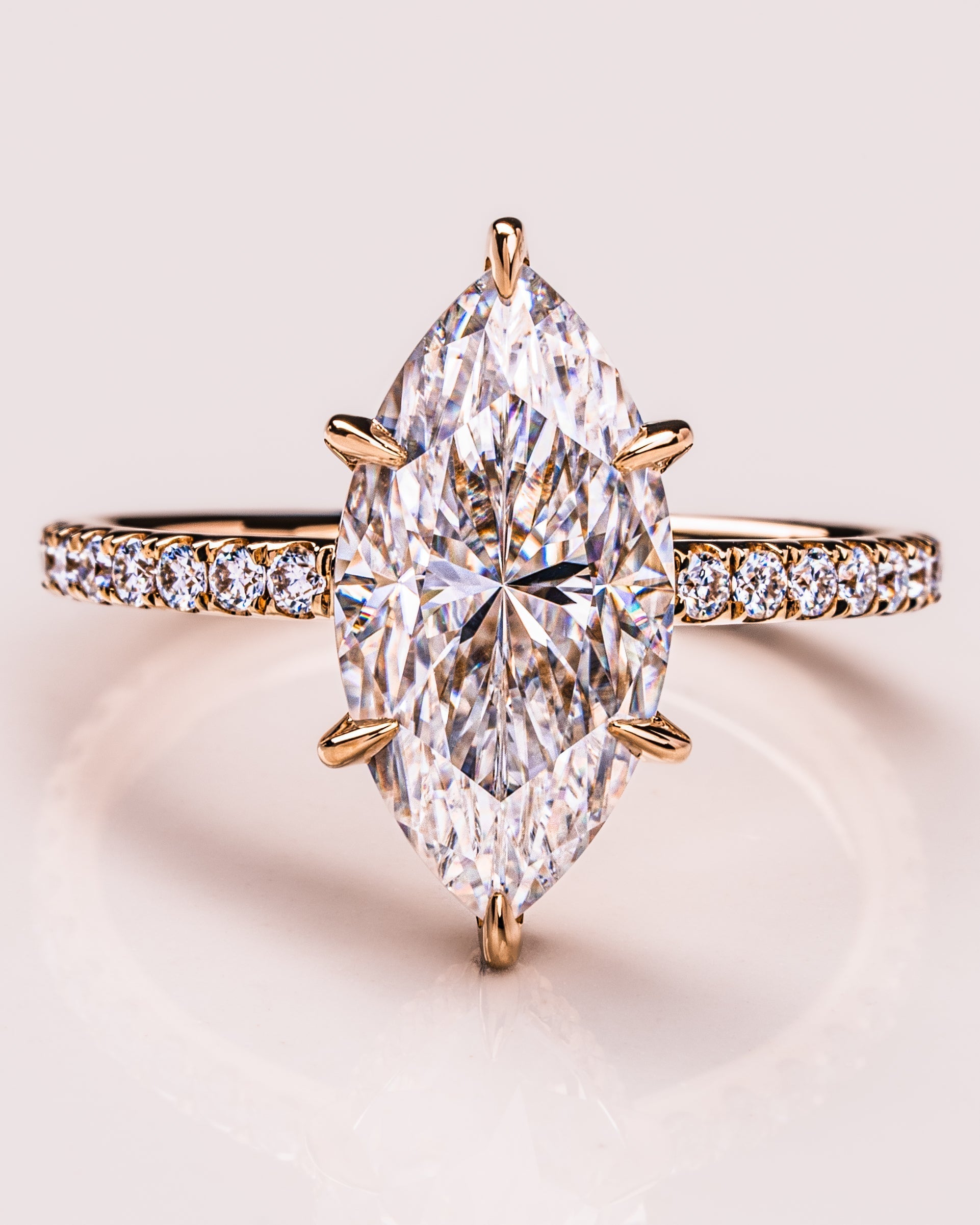 3.09 CT Marquise Cut Solitaire Moissanite Engagement Ring With Hidden Halo Setting 3