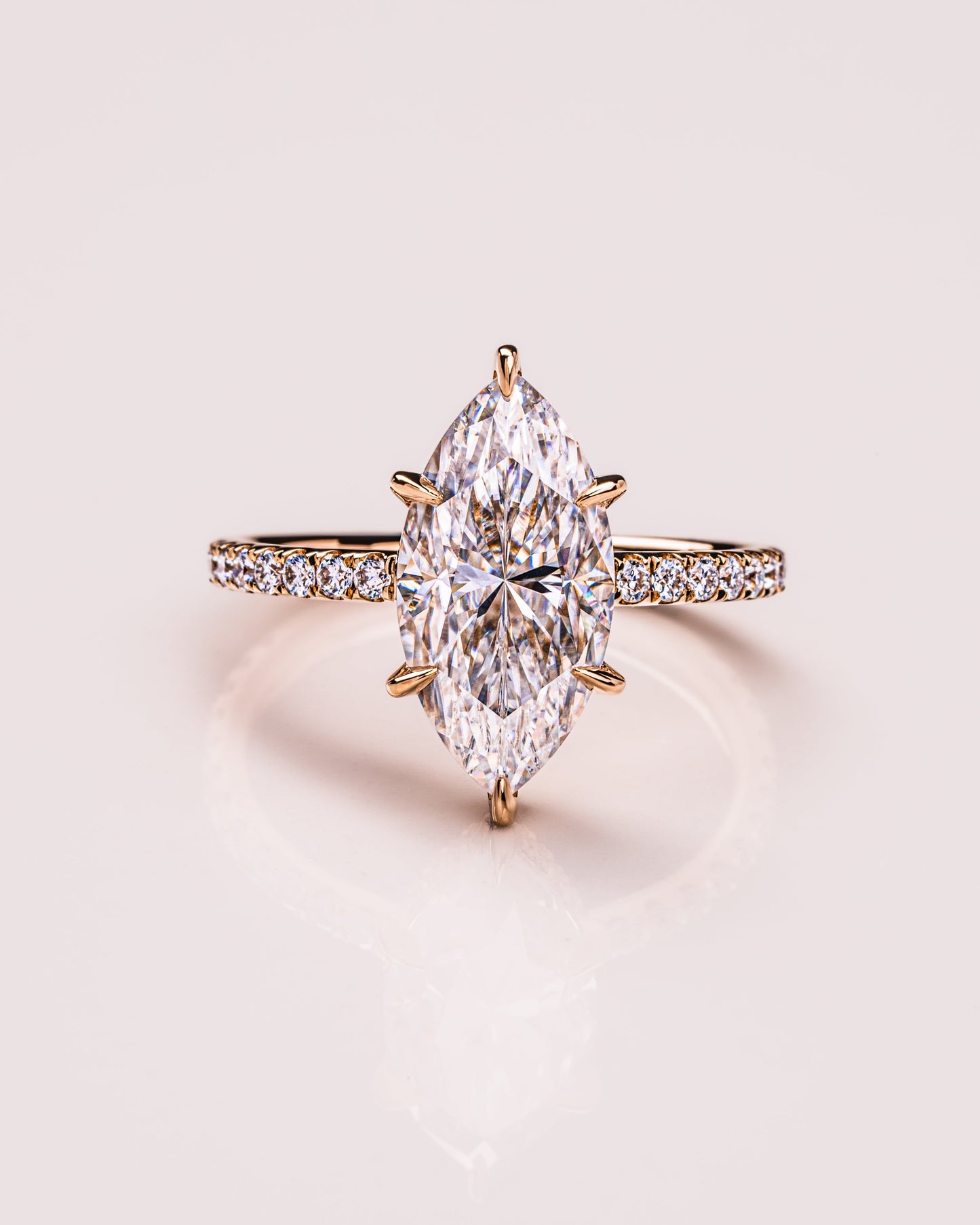 3.09 CT Marquise Cut Solitaire Moissanite Engagement Ring With Hidden Halo Setting 1