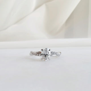 1.0 CT Oval Shaped Moissanite Twisted Pave Setting Engagement Ring 1