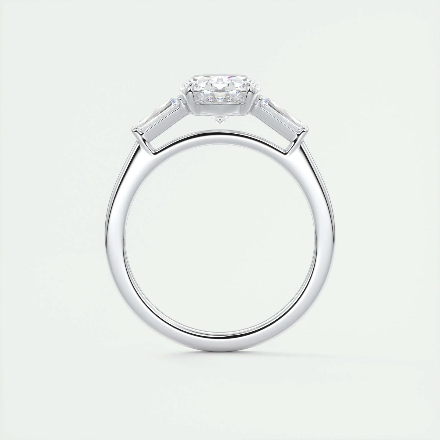 1.91 CT Oval Cut Three Stone Moissanite Engagement Ring 7