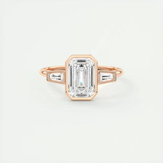 2.30 CT Emerald Cut Bezel 3 Stone Moissanite Engagement Ring 15