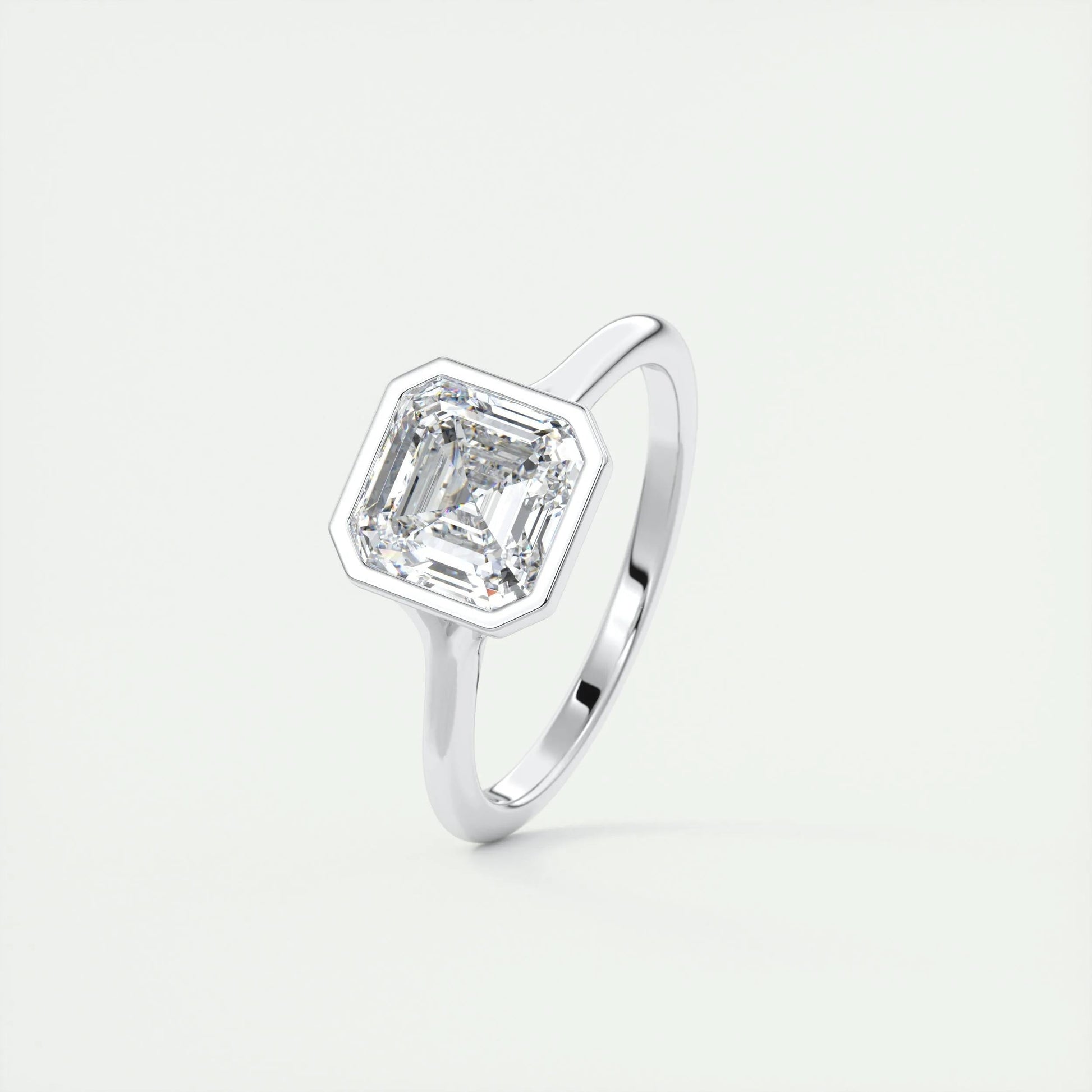 2 CT Asscher Bezel CVD F/VS1 Diamond Engagement Ring 4