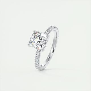 2 CT Cushion Cut Pave CVD F/VS1 Diamond Engagement Ring 4