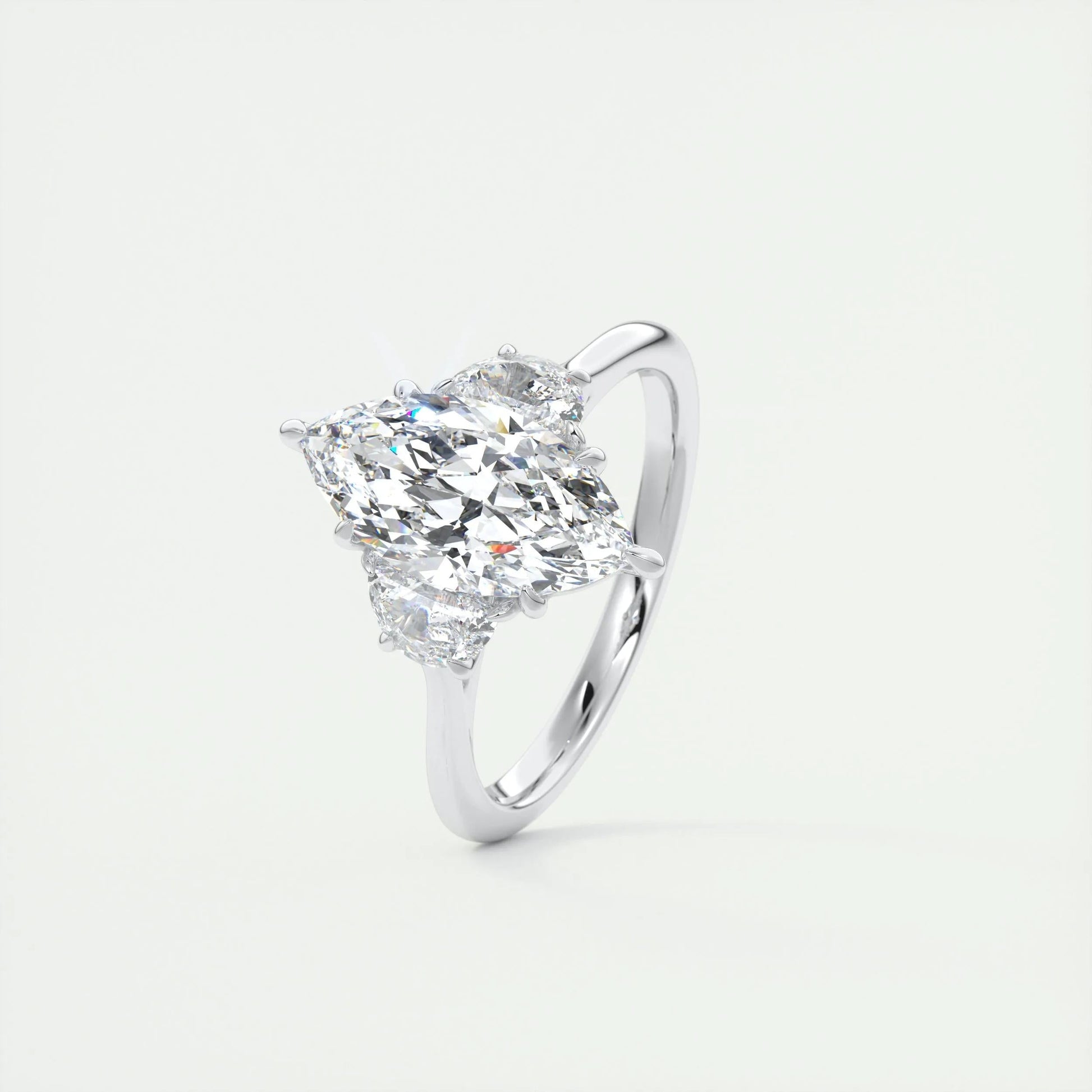 1.98 CT Marquise Cut Three Stone Moissanite Engagement Ring 4