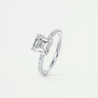 2.03 CT Asscher Cut Solitaire Pave Moissanite Engagement Ring 4