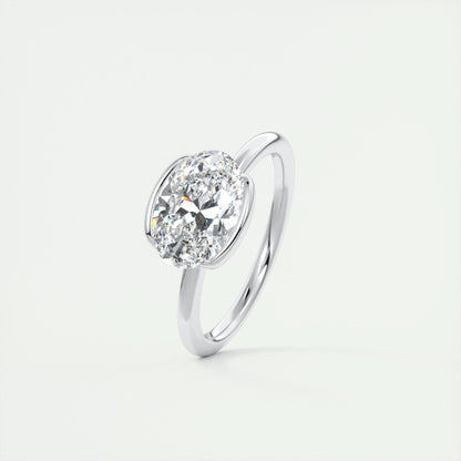 1.91 CT Oval Half Bezel Solitaire Moissanite Engagement Ring 4
