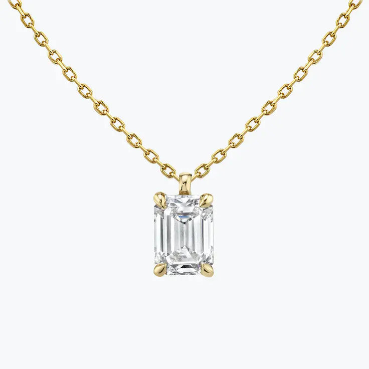 0.25-1.0ct Emerald-Cut Solitaire Moissanite Diamond Layering Necklace 3