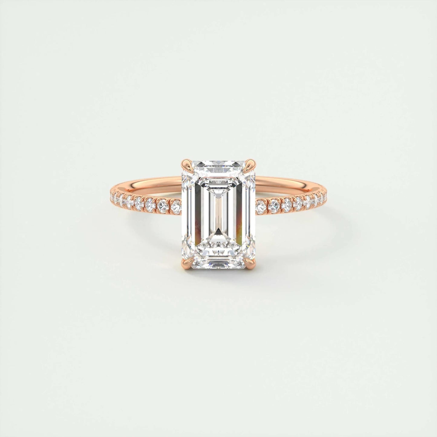 1.91 CT Emerald Cut Solitaire Pave Moissanite Engagement Ring 15