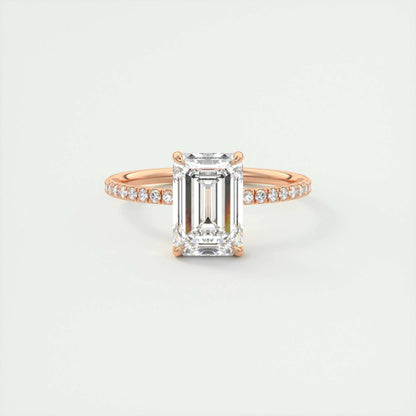1.91 CT Emerald Cut Solitaire Pave Moissanite Engagement Ring 15
