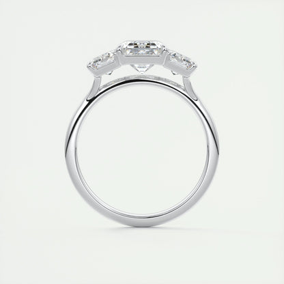 2 CT Emerald Three Stone CVD F/VS1 Diamond Engagement Ring 8