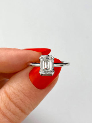 2 CT Emerald Bezel CVD F/VS1 Diamond Engagement Ring 2