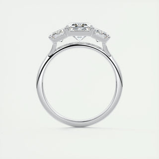 1.91 CT Emerald Cut Three Stone Moissanite Engagement Ring 8