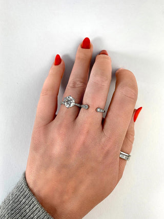 2 CT Round Cut Pave CVD F/VS1 Diamond Engagement Ring 22