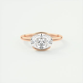 2 CT Oval Half Bezel CVD F/VS1 Diamond Engagement Ring 15